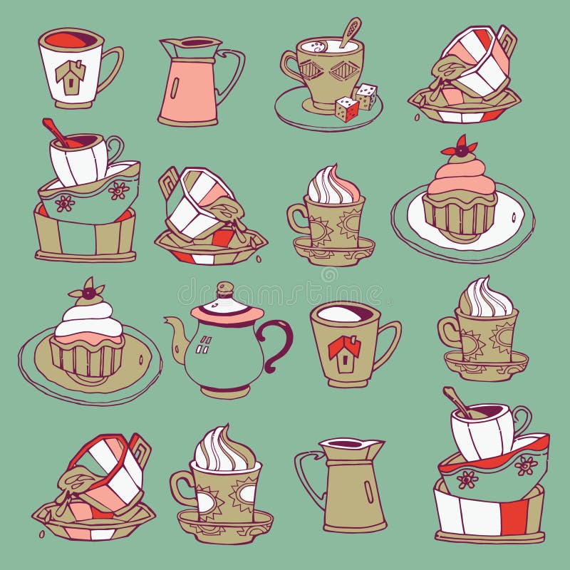 Café e sobremesas ilustração do vetor Café e sobremesas ilustração do vetor