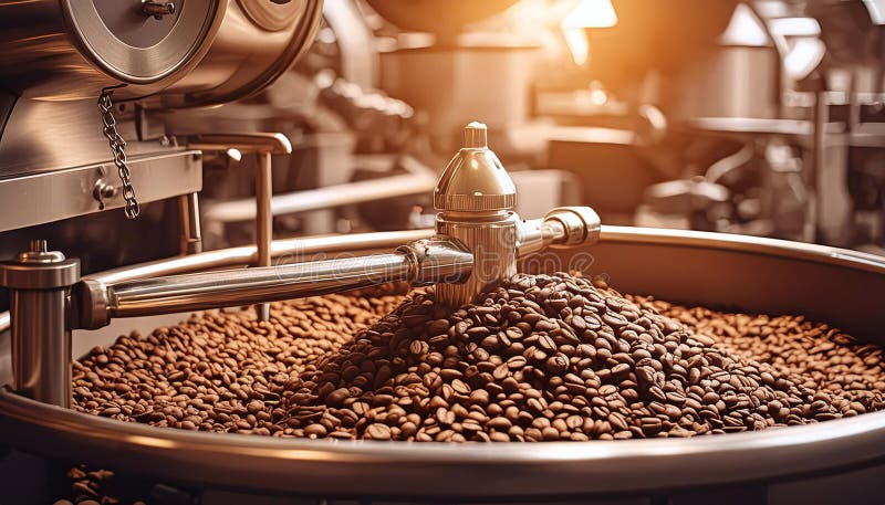 Café em torrefação com vapor. IA genérica ilustração do vetor