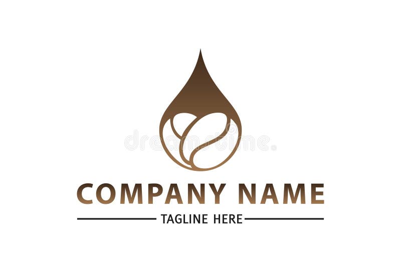 Café monochrome Logo Design de goutte d'eau de Brown illustration libre de droits