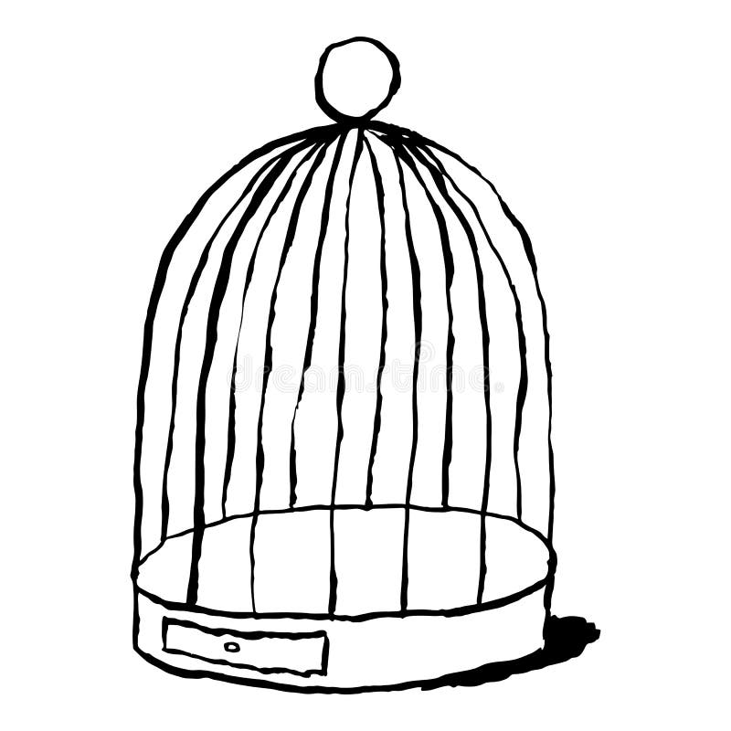 Cage Pour Loiseau Disolement Sur Le Fond Blanc Le Dessin