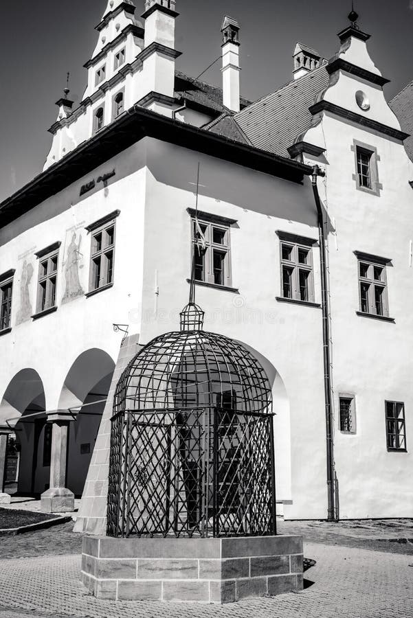 Cage of shame in town Levoca, Slovakia