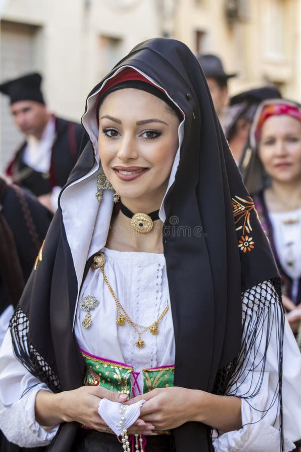 Woman Face in Sardinian Costumes Editorial Stock Photo - Image of ...