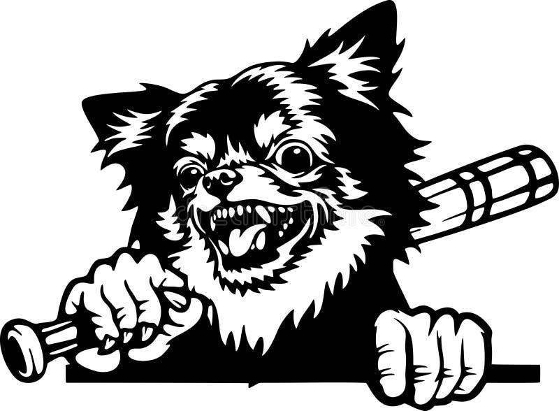 Cagnolino rabbioso a Chihuahua con stencil vettoriale delle armi illustrazione vettoriale