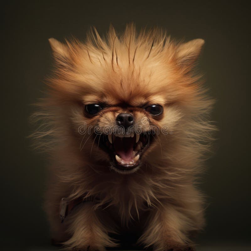 Cagnolino rabbioso di chihuahua con bocca aperta su fondo nero creato con tecnologia generativa ai royalty illustrazione gratis