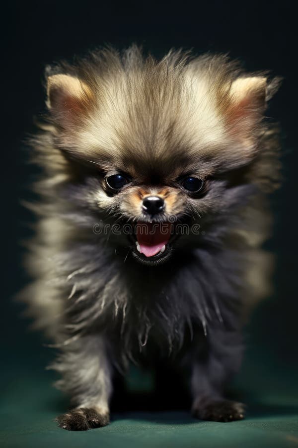 Cagnolino rabbioso di chihuahua con bocca aperta su fondo nero creato con tecnologia generativa ai royalty illustrazione gratis