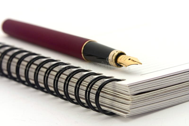 Cahier et stylo-plume photo stock. Image du mémoire, contact - 1673822
