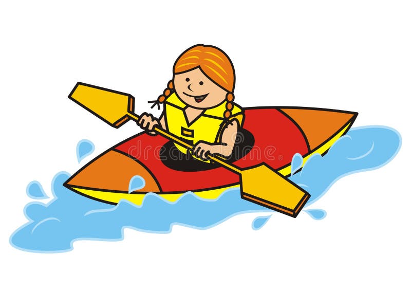 Caiaque, menina ilustração royalty free Caiaque, menina ilustração royalty free