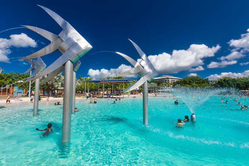 CAIRNS; AUSTRALIA - 17 APRIL 2017. Tropical swimming lagoon on t