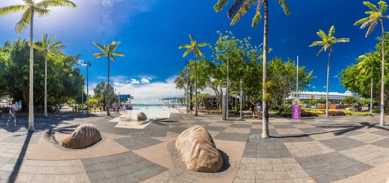 CAIRNS; AUSTRALIA - 17 APRIL 2017. Tropical swimming lagoon on t