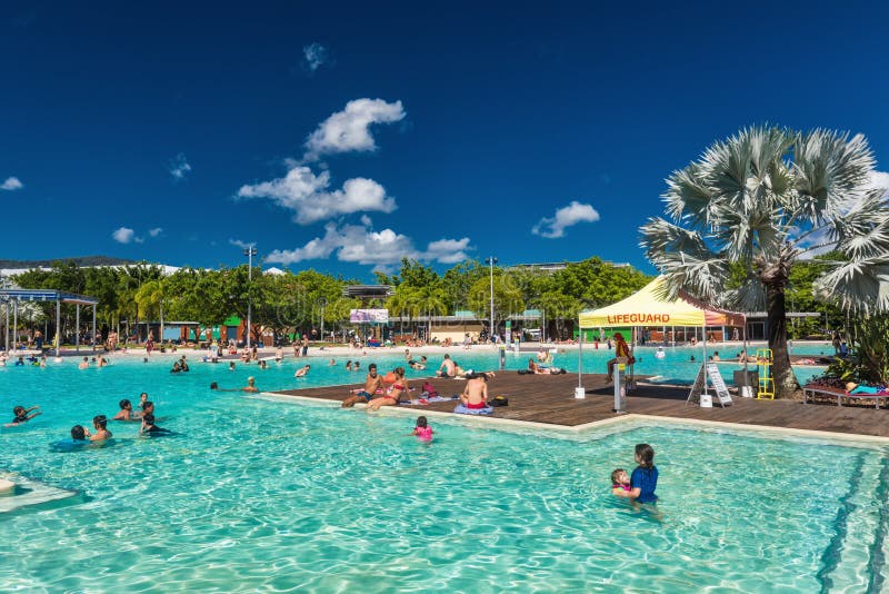 CAIRNS; AUSTRALIA - 17 APRIL 2017. Tropical swimming lagoon on t