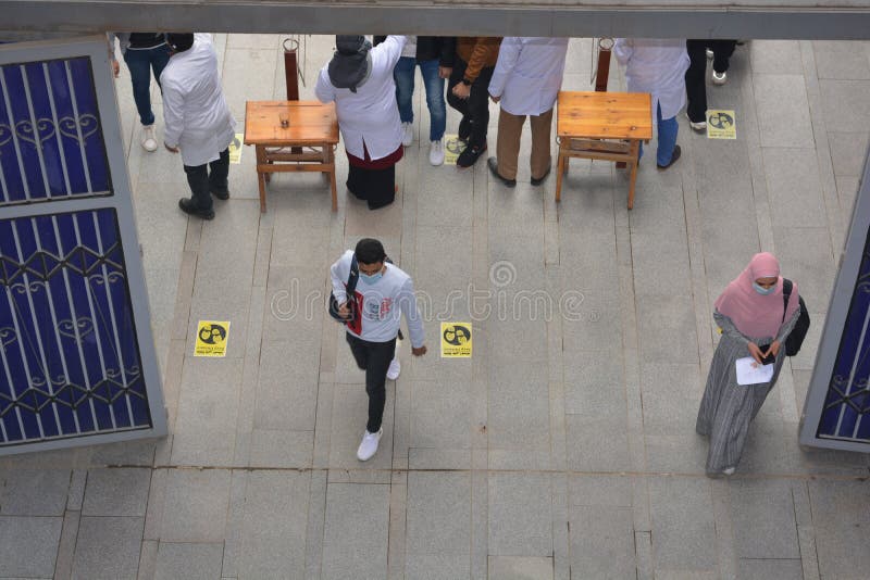 Cairo, Egypt, March 4, 2021. Resuming Education in Egypt with Strict