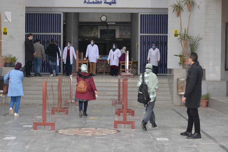 Cairo, Egypt, March 4, 2021. Resuming Education in Egypt with Strict
