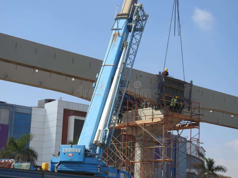 Cairo, Egypt, October 14 2022 Construction Site of New Cairo Monorail