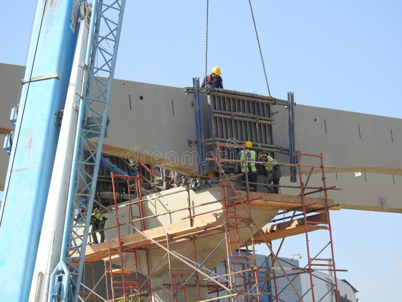 Cairo, Egypt, October 14 2022 Construction Site of New Cairo Monorail