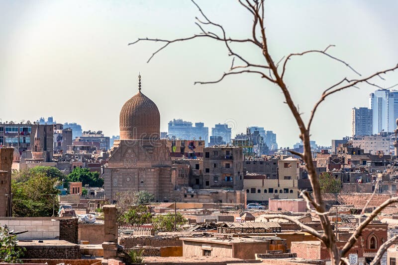 18/11/2018 Cairo, Egypt, view of the panorama of the roof of a dead city stock photo 18/11/2018 Cairo, Egypt, view of the panorama of the roof of a dead city stock photo