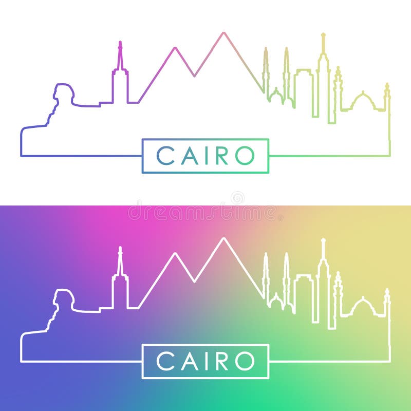 Cairo skyline. Colorful linear style. royalty free illustration