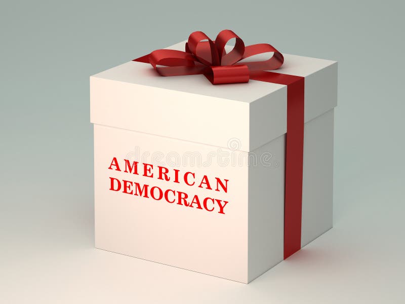 Caixa atual com título americano da democracia