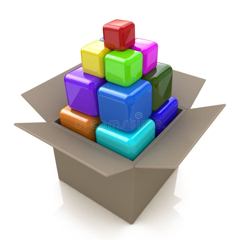 Caixa com cubos ilustração stock