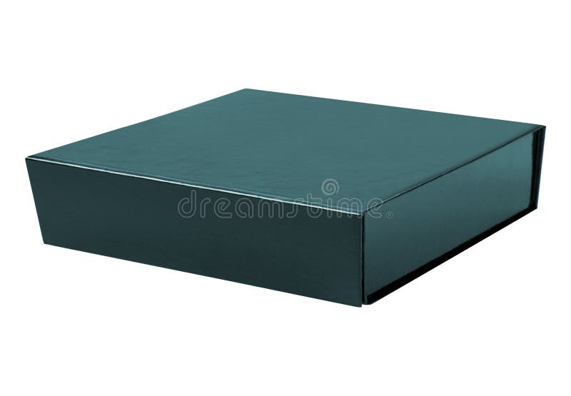 Caixa da caixa do quadrado preto isolada no branco fotografia de stock Caixa da caixa do quadrado preto isolada no branco fotografia de stock