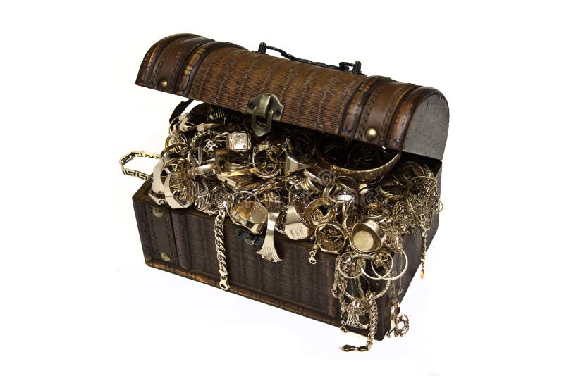 Baú de joias de ouro imagens de stock royalty free