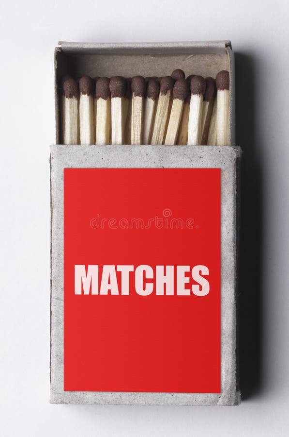 Opened red label matchbox isolated over white background. Opened red label matchbox isolated over white background