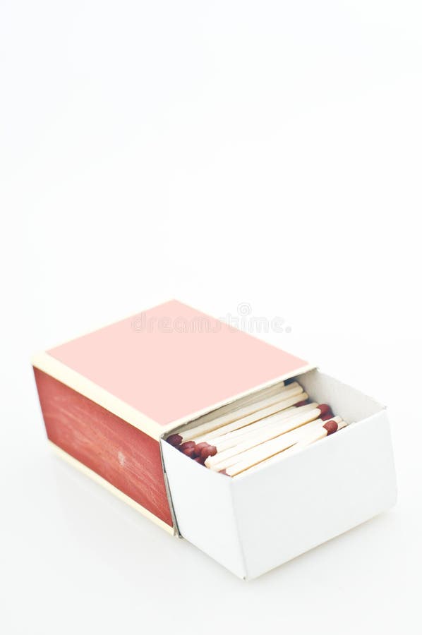 A closeup view of a red matchbox, isolated on a white background. A closeup view of a red matchbox, isolated on a white background.
