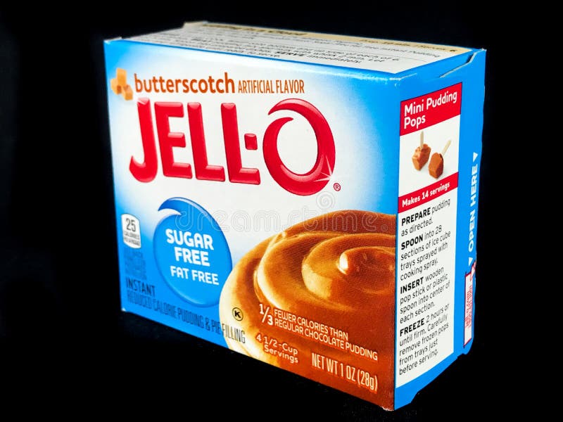 Caixa De Jello Sugar Free Butterscotch Pudding Mix Imagem de Stock