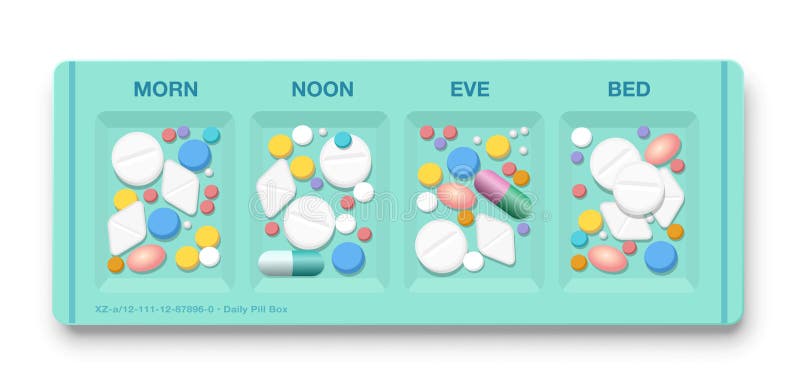 Vetores de Organizador De Pílulas Com Medicamentos Ilustração