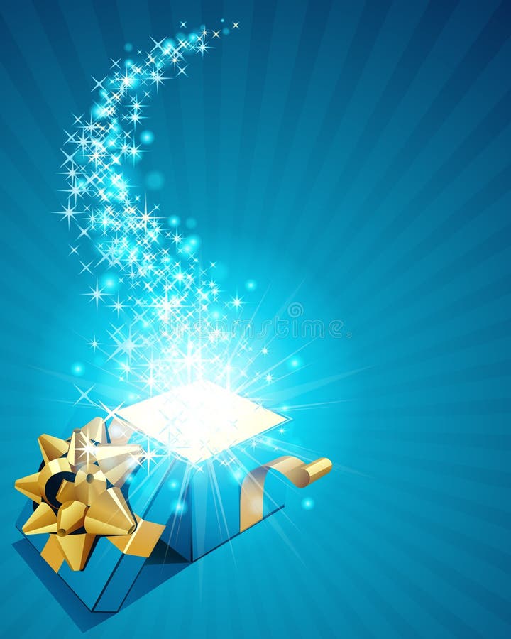 Caixa de presente com estrelas sparkling ilustração stock Caixa de presente com estrelas sparkling ilustração stock