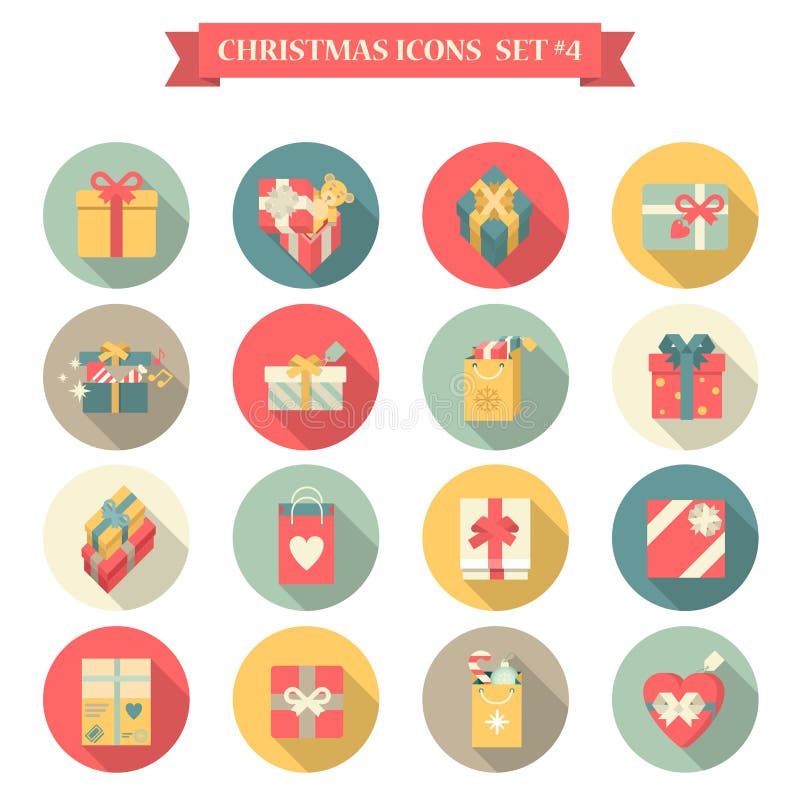 Christmas New Year icon set flat style shopping bags gift present boxes ribbon bow different shapes square heart. Collection of holiday sale icons web element infographics print template. Christmas New Year icon set flat style shopping bags gift present boxes ribbon bow different shapes square heart. Collection of holiday sale icons web element infographics print template.