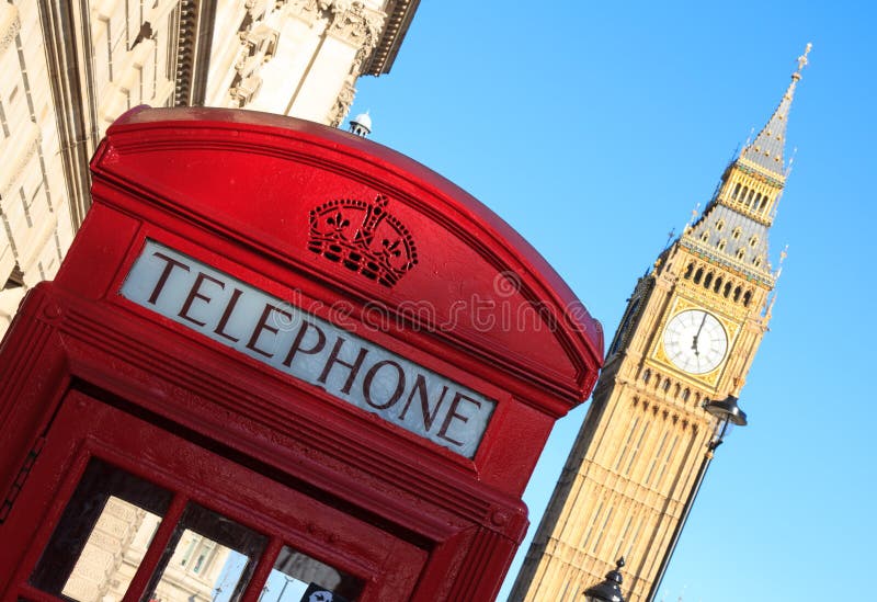 Caixa de telefone vermelha e Big Ben, Londres, Inglaterra imagens de stock royalty free Caixa de telefone vermelha e Big Ben, Londres, Inglaterra imagens de stock royalty free