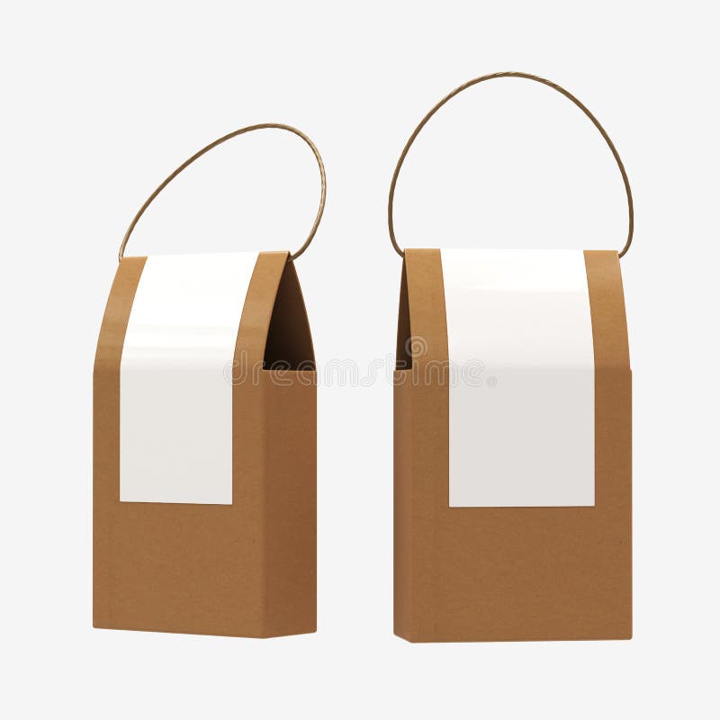 A caixa do alimento do papel de Brown que empacota com punho, trajeto de grampeamento inclui