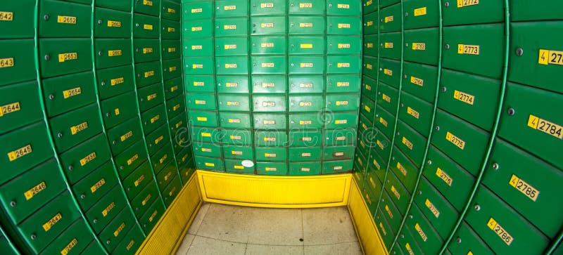 Green safe deposit in the bank cell. Green safe deposit in the bank cell