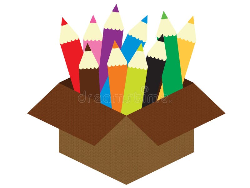 Caja con los lápices del color libre illustration
