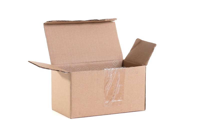 Caja de cart?n con la tapa abierta del tir?n, tapa abierta foto de archivo libre de regalías Caja de cart?n con la tapa abierta del tir?n, tapa abierta foto de archivo libre de regalías