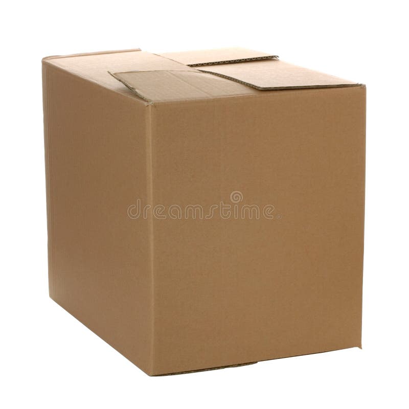 Closed cardboard box, add your own design or logo. Isolated on white. Closed cardboard box, add your own design or logo. Isolated on white.