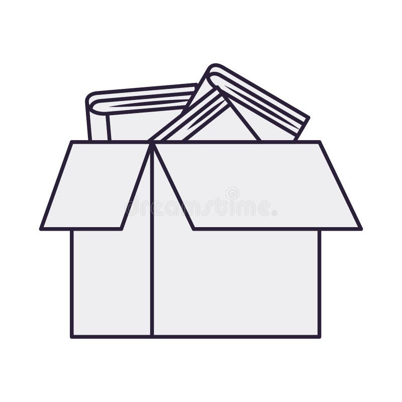 Caja de cartón con el icono aislado libros stock de ilustración Caja de cartón con el icono aislado libros stock de ilustración