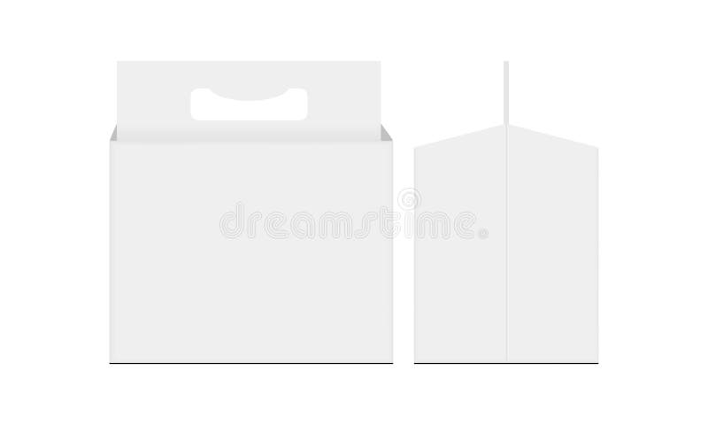 Cardboard carrier packing box with handle for bottle beer, front and side view. Vector illustration. Cardboard carrier packing box with handle for bottle beer, front and side view. Vector illustration