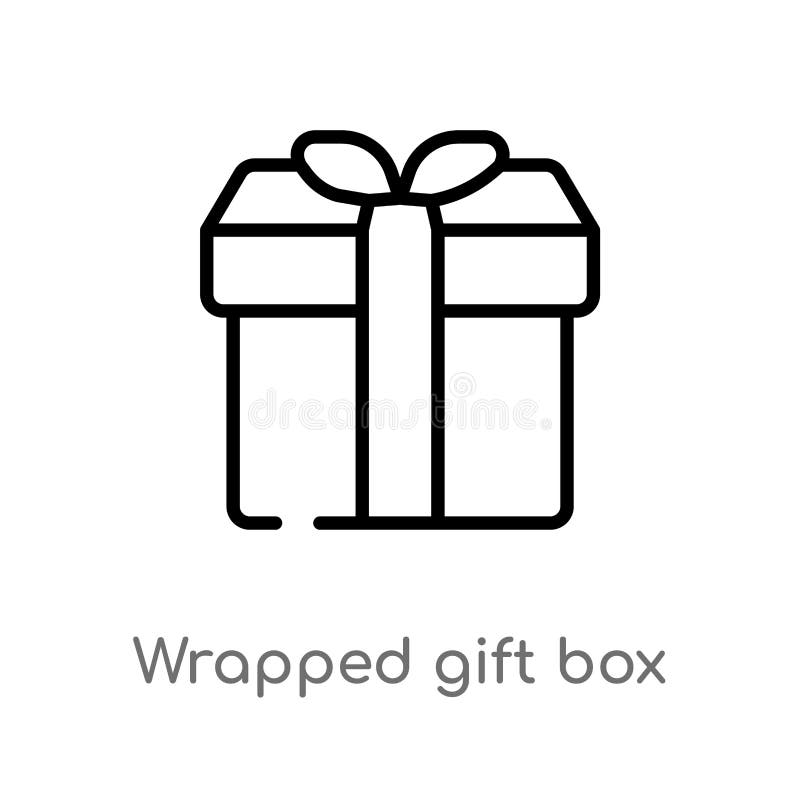 caja de regalo envuelta esquema con el icono del vector de la cinta l?nea simple negra aislada ejemplo del elemento del concepto stock de ilustración caja de regalo envuelta esquema con el icono del vector de la cinta l?nea simple negra aislada ejemplo del elemento del concepto stock de ilustración
