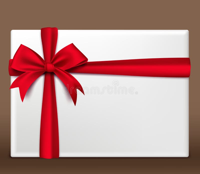 Caja de regalo roja colorida realista 3D envuelta con la cinta de satén stock de ilustración Caja de regalo roja colorida realista 3D envuelta con la cinta de satén stock de ilustración