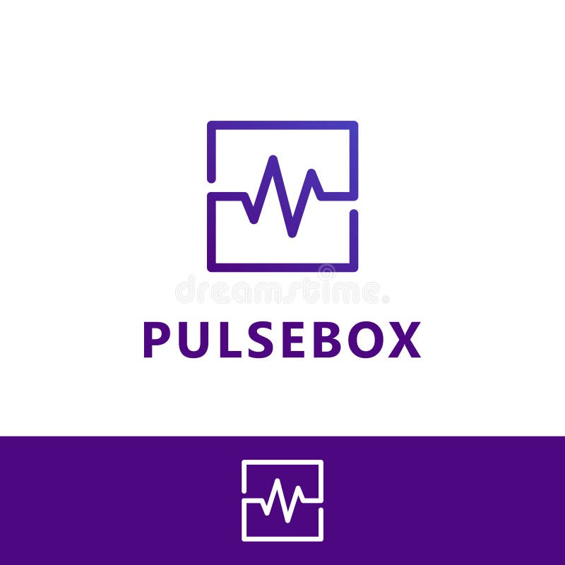 Caja del pulso, caja de la onda Plantilla del logotipo del vector ilustración del vector Caja del pulso, caja de la onda Plantilla del logotipo del vector ilustración del vector