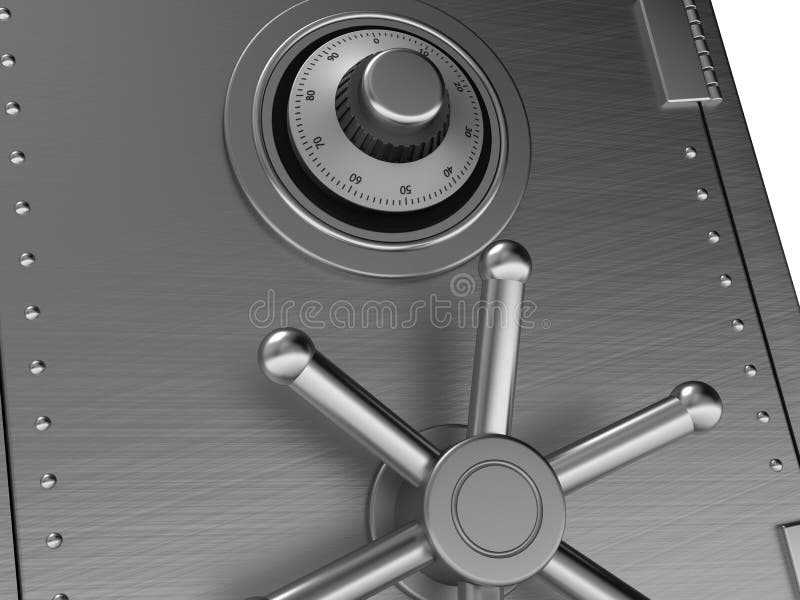 Caja Fuerte De La Plata Con Código Y La Manija Stock de ilustración