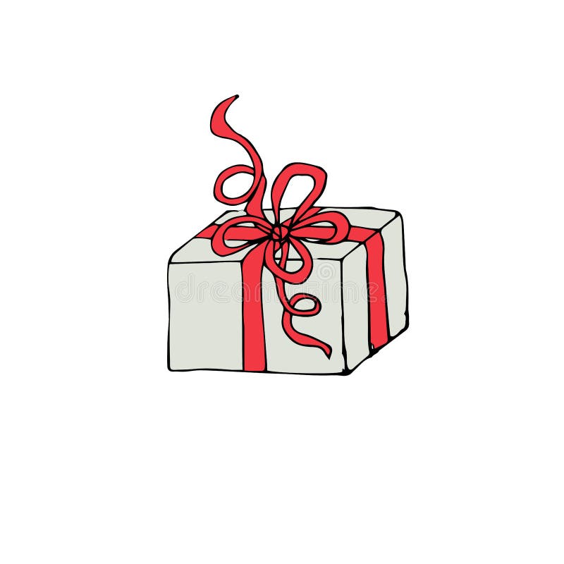 Caja gris de regalo, icono de cinta roja Arte gráfico objetos dibujados a mano elementos de diseño aislados ilustración vectorial stock de ilustración Caja gris de regalo, icono de cinta roja Arte gráfico objetos dibujados a mano elementos de diseño aislados ilustración vectorial stock de ilustración