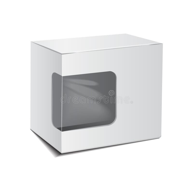 Mockup White Cardboard Plastic Package Box With Window. Illustration Isolated On White Background. Mock Up Template for your design. Mockup White Cardboard Plastic Package Box With Window. Illustration Isolated On White Background. Mock Up Template for your design