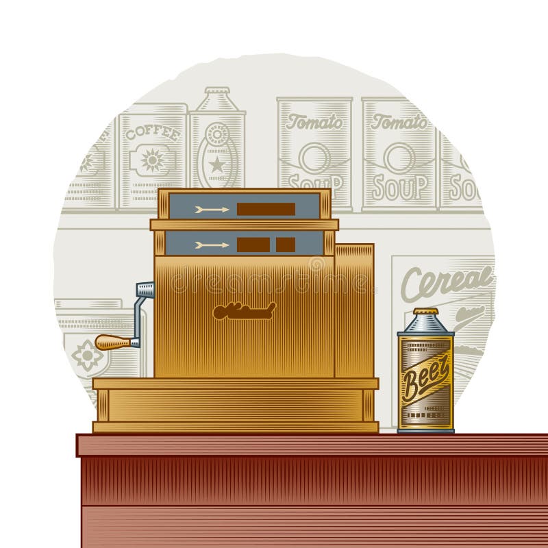 Caja registradora retra stock de ilustración Caja registradora retra stock de ilustración