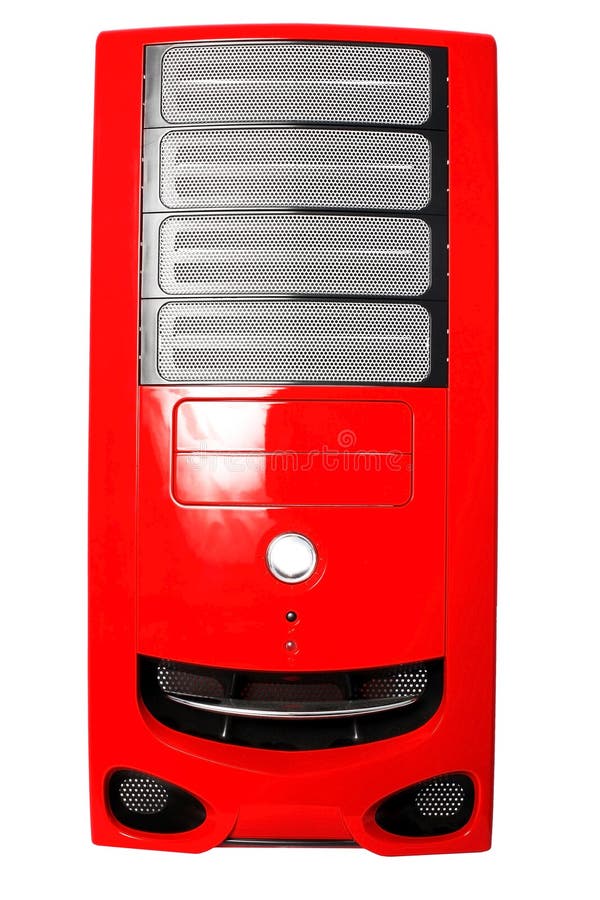 Caja roja del ordenador aislada en blanco imagen de archivo libre de regalías Caja roja del ordenador aislada en blanco imagen de archivo libre de regalías