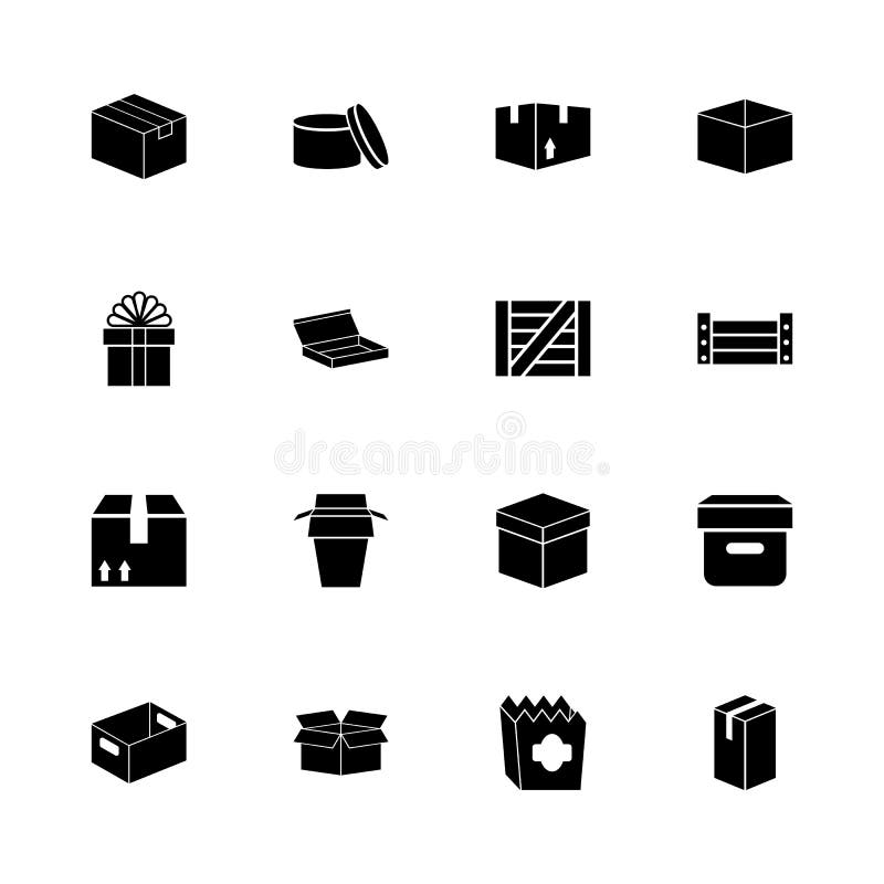 Caja y cajones - iconos planos del vector ilustración del vector Caja y cajones - iconos planos del vector ilustración del vector