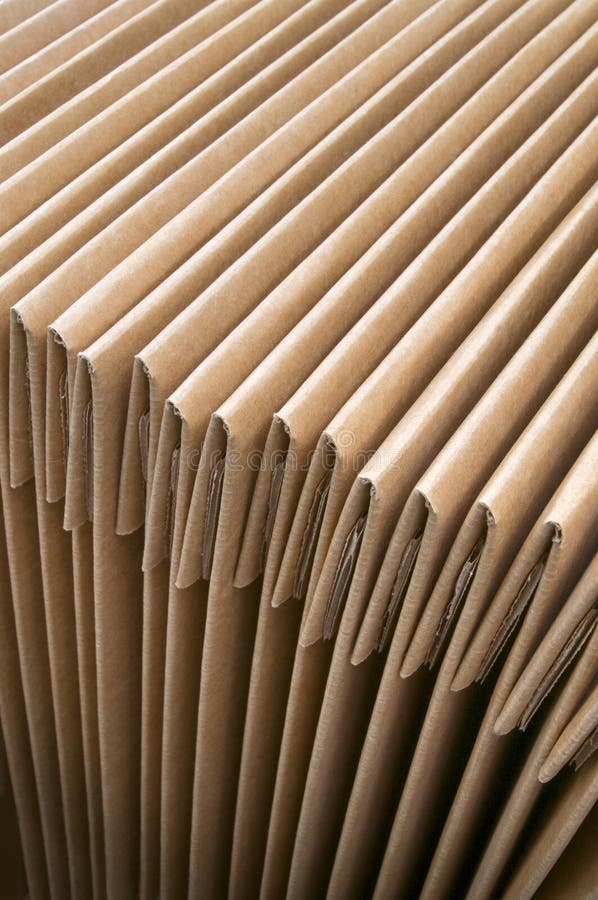 Close-up Detail of Brown Folded Cardboard Boxes. Close-up Detail of Brown Folded Cardboard Boxes