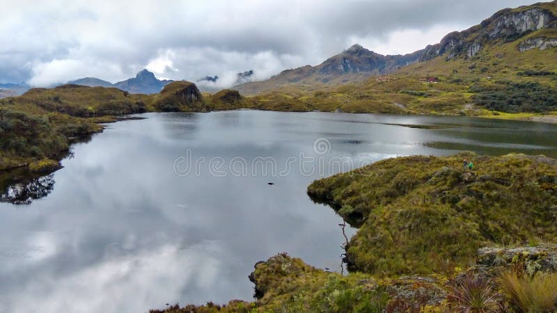 Cajas National Park, Toreadora lake in cloudy day stock photo Cajas National Park, Toreadora lake in cloudy day stock photo