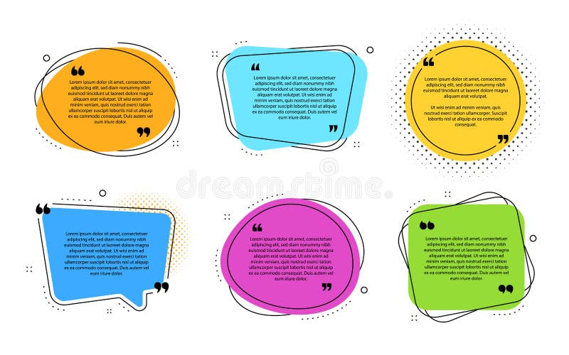 Cajas que mandan un SMS Cajas de la información de diseño del texto de la cita Burbujas de la charla de la cita Globos de la cita ilustración del vector